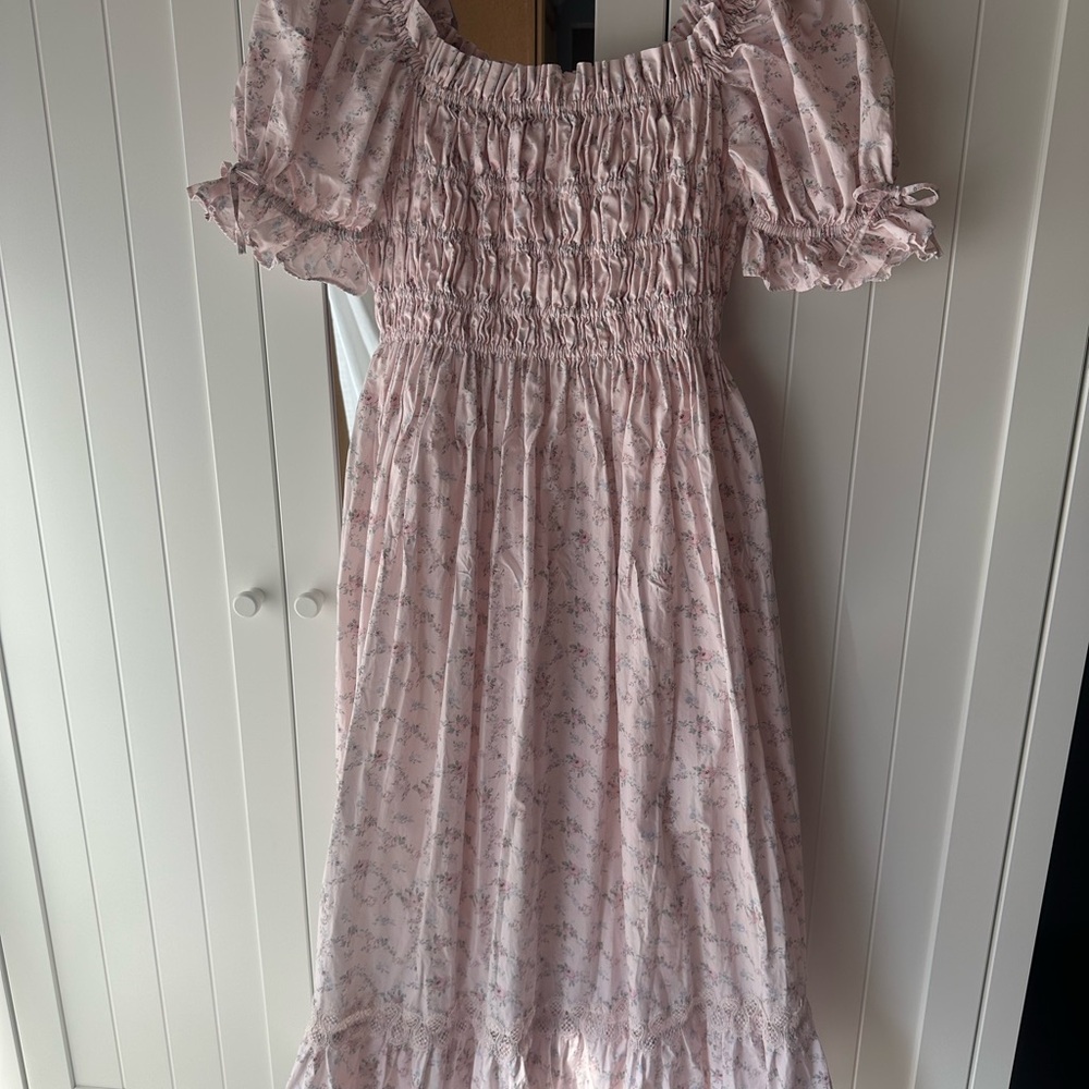 ANTONIO MELANI x Born on Fifth Pastel Floral Smocked Puff sleeve Dress - Picture 2 of 5